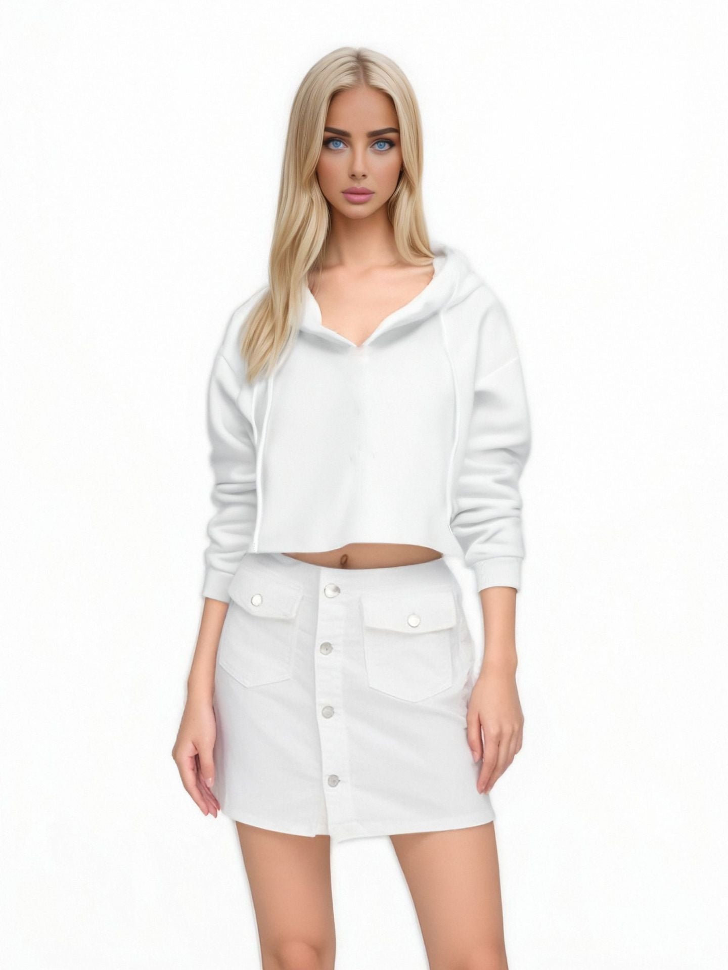 Womens Hooded Cropped Velvet Sweater Streetwear Pullover