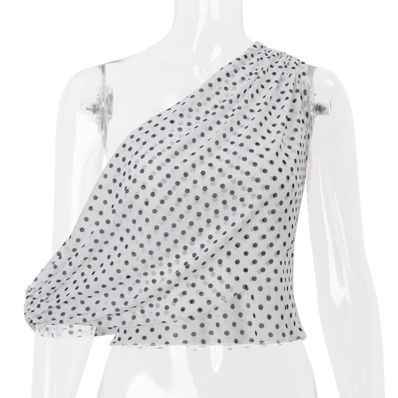 Off Shoulder Polka Dot Lace Top