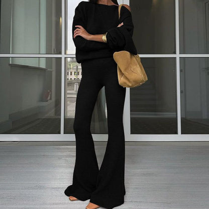 Women's Off-Shoulder Top and Trumpet Pants Set