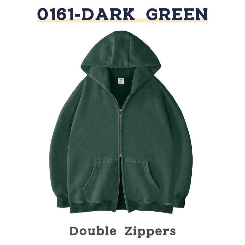 Retro Heavyweight Zipper Hoodie for Men and Women