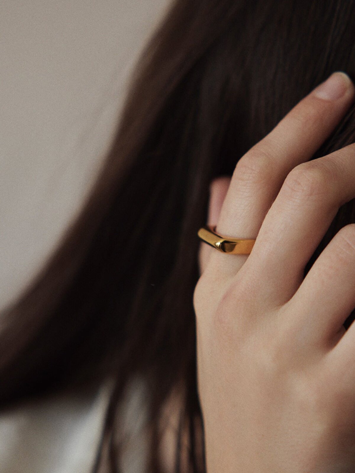Geometric Gold-Plated Stainless Steel Ring