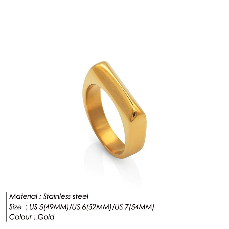 Geometric Gold-Plated Stainless Steel Ring