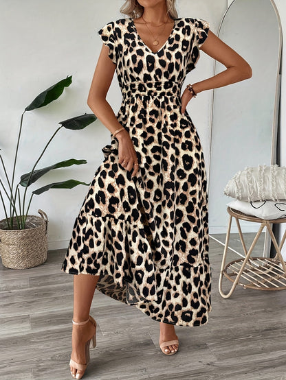 Flowy V-Neck Printed Dress