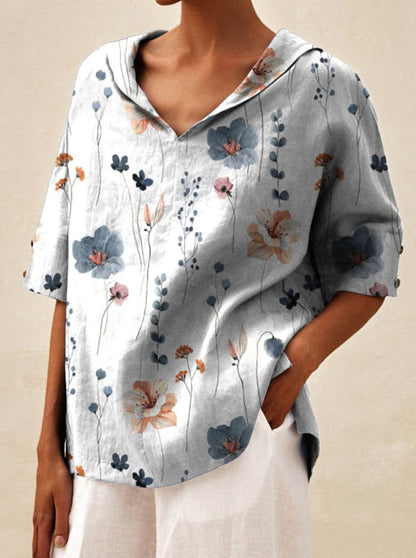 Womens Cotton Linen Hooded Pullover Top