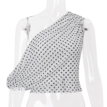 Off Shoulder Polka Dot Lace Top