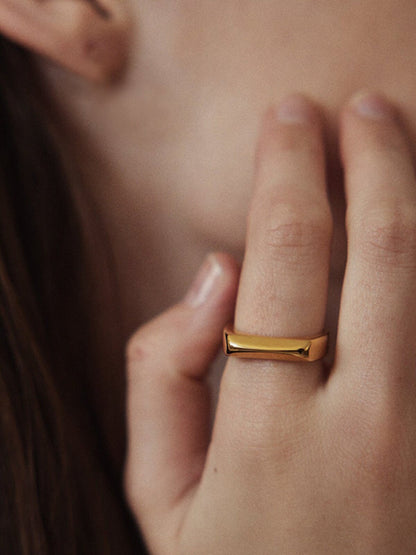 Geometric Gold-Plated Stainless Steel Ring