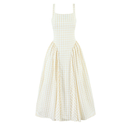 French Style Plaid Sling Dress
