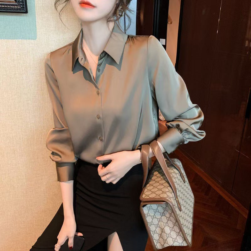 Long Sleeve Satin Shirt for Women
