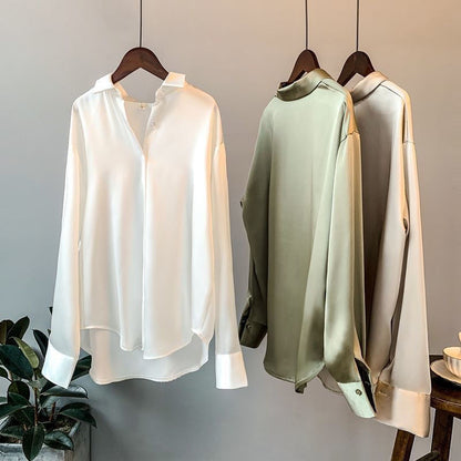 Long Sleeve Satin Shirt for Women