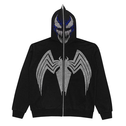 casual bedazzled face women hoodie
