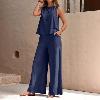 Women's Casual Cotton Two-Piece Suit