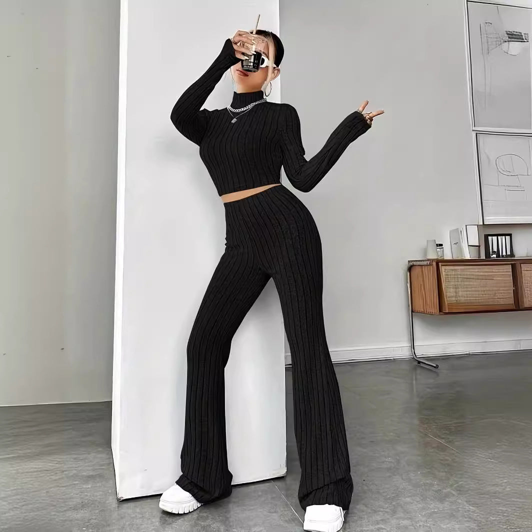Womens Knitted Hooded Sweatshirt and Pants Set