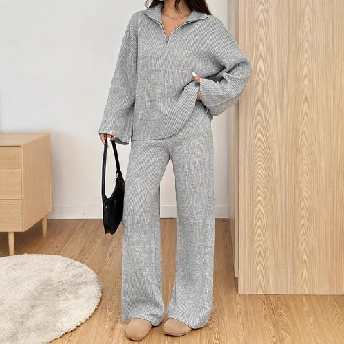 Women's Knit Zipper Lounge Set