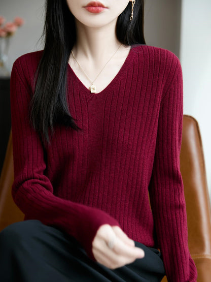 V-neck knit top for women
