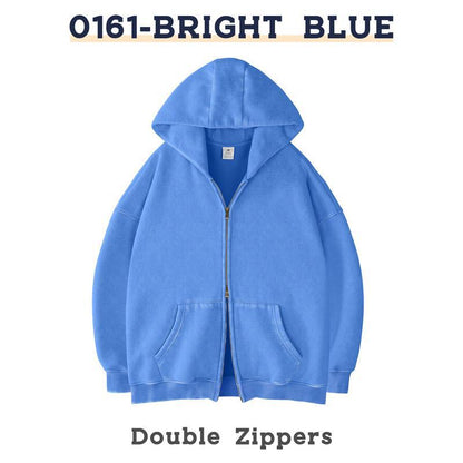 Retro Heavyweight Zipper Hoodie for Men and Women