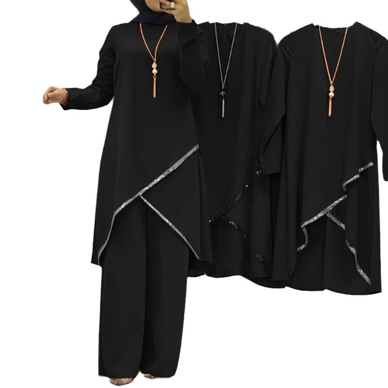 Casual Long Sleeve Shirt and Wide Leg Pants Set for Women