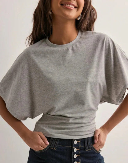 Korean Style Round Neck Bat Sleeve T-Shirt for Women