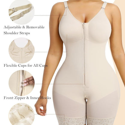 One-Piece Shapewear with Front Zipper for Tummy Control