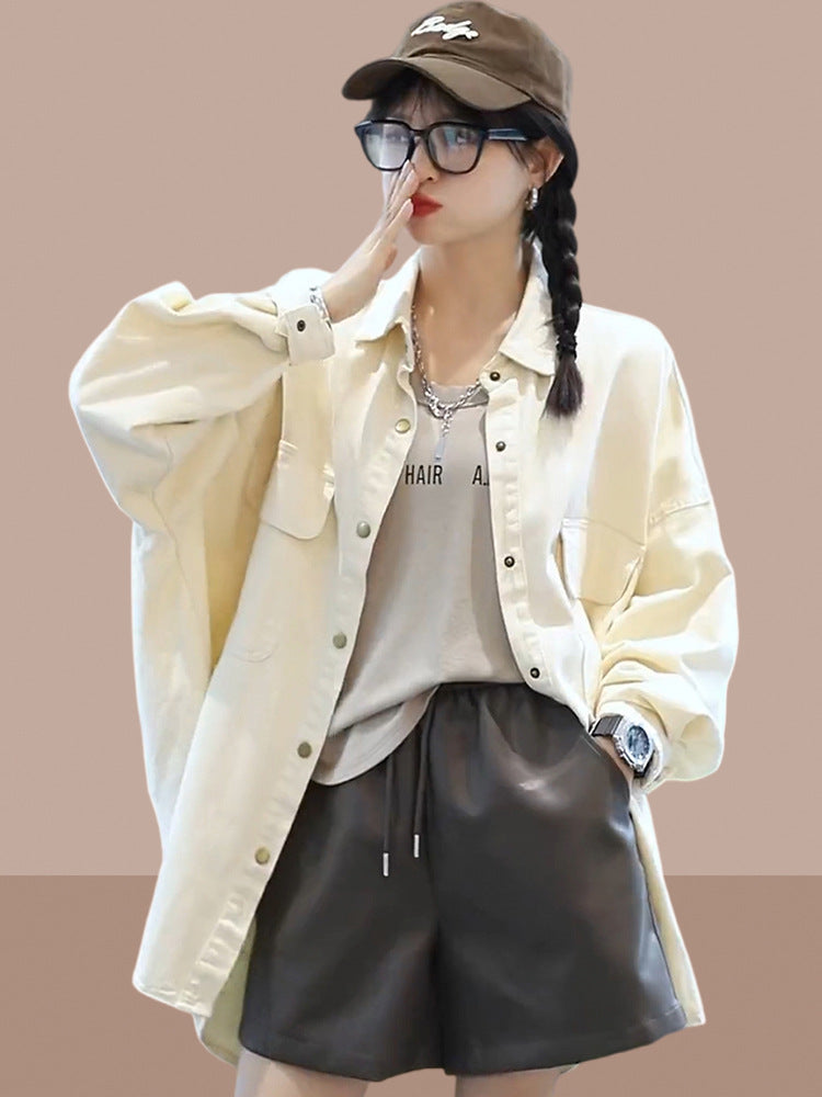 Denim Shirt Jacket for Women Loose Casual Layered Top