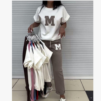 Casual Printed Sweatshirt and Pants Set