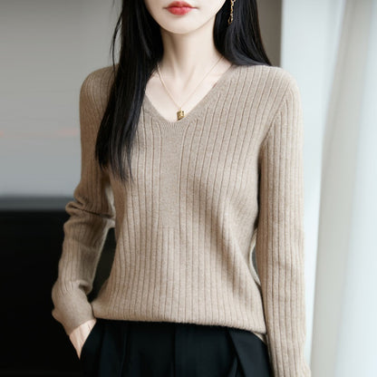 V-neck knit top for women