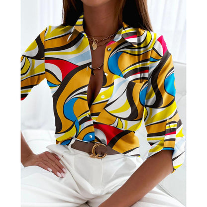 Long Sleeve Shirt Printed Shirt Women