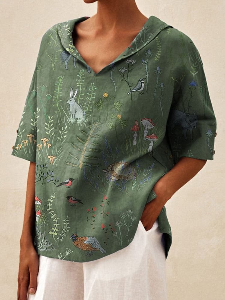 Womens Cotton Linen Hooded Pullover Top