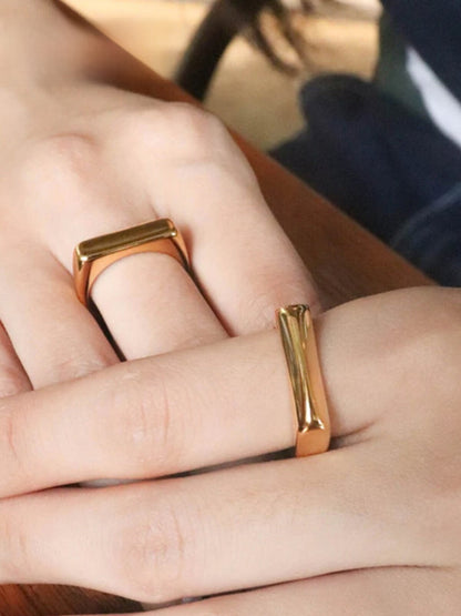 Geometric Gold-Plated Stainless Steel Ring