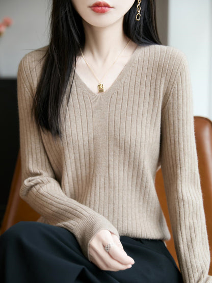V-neck knit top for women