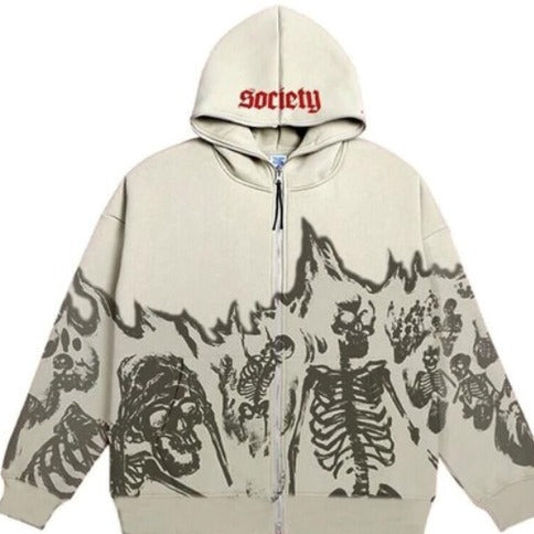 Skull Pattern Retro Style Hoodie for Women