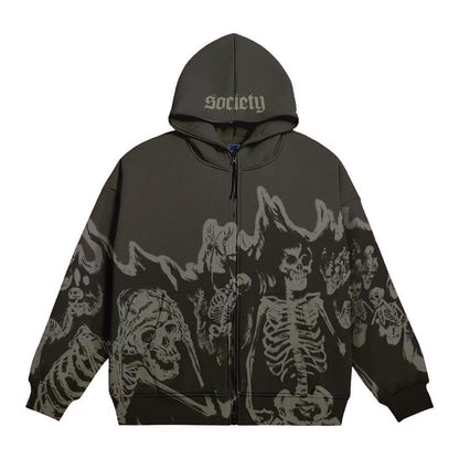 Skull Pattern Retro Style Hoodie for Women