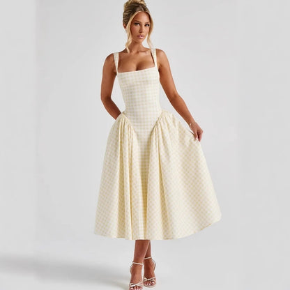 French Style Plaid Sling Dress
