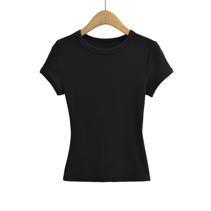 ins Hot Girl style small round-neck hemmed T-shirt for women