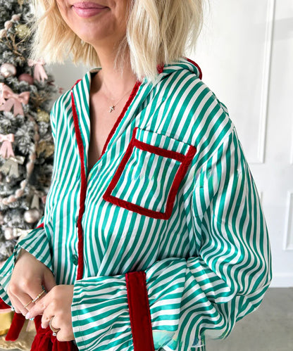 Striped Long Sleeve Sleepwear Set for Women