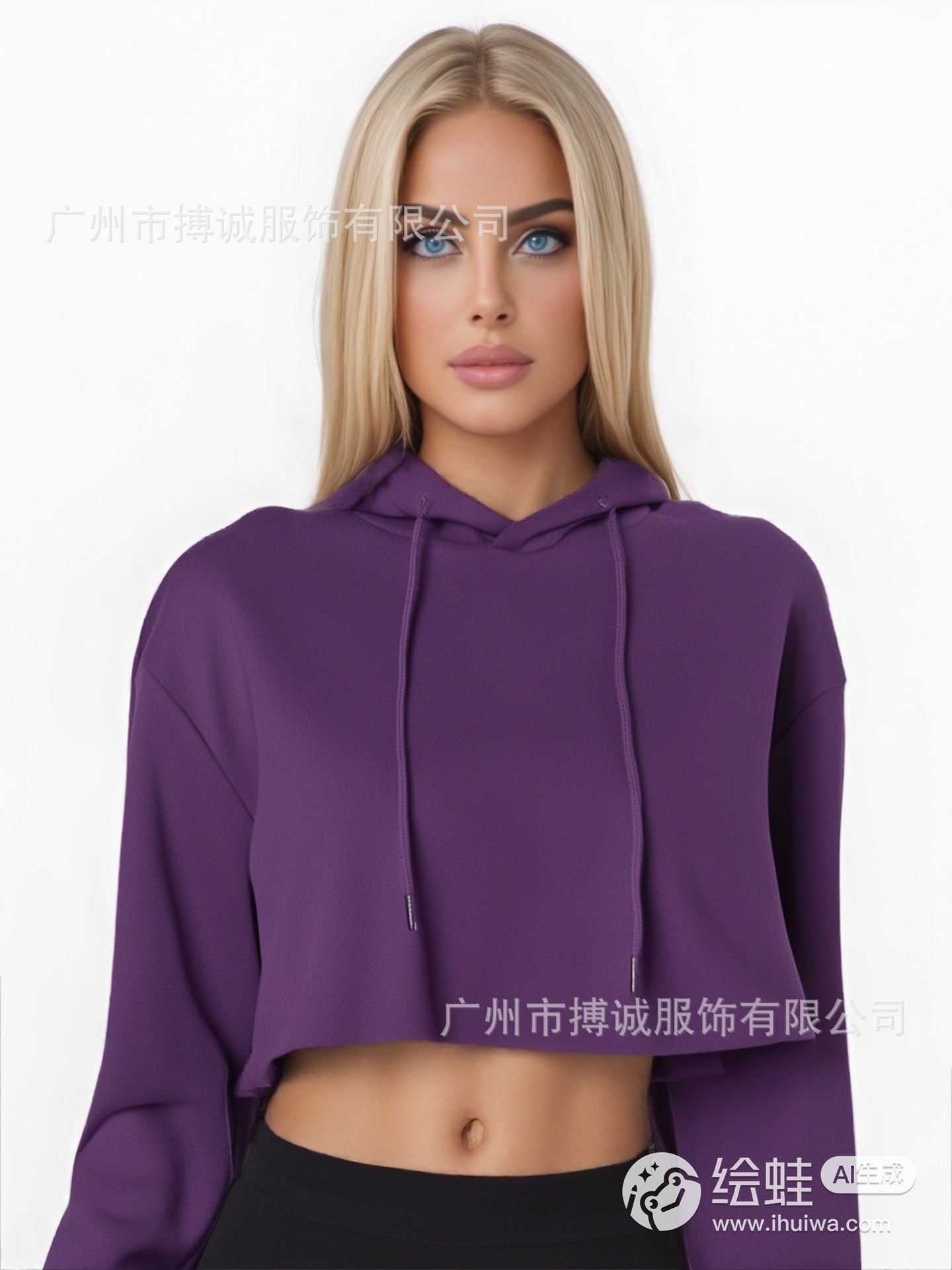Womens Hooded Cropped Velvet Sweater Streetwear Pullover
