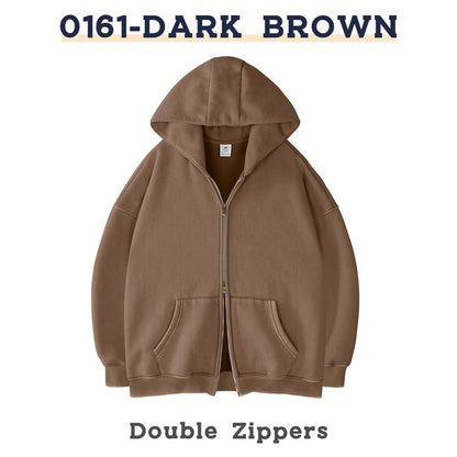Retro Heavyweight Zipper Hoodie for Men and Women