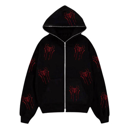 casual bedazzled face women hoodie