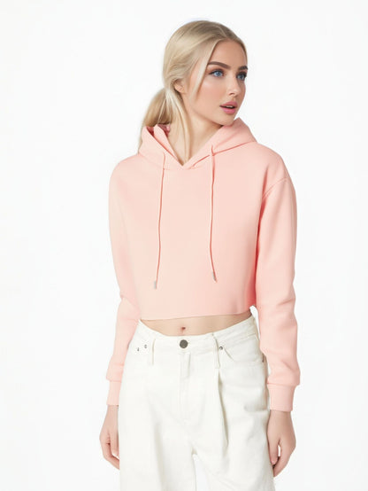 Womens Hooded Cropped Velvet Sweater Streetwear Pullover