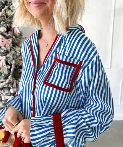 Striped Long Sleeve Sleepwear Set for Women