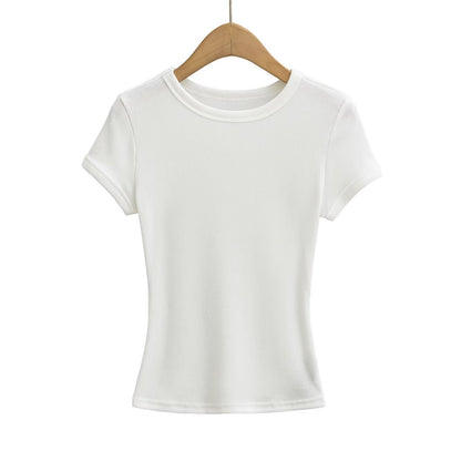 ins Hot Girl style small round-neck hemmed T-shirt for women