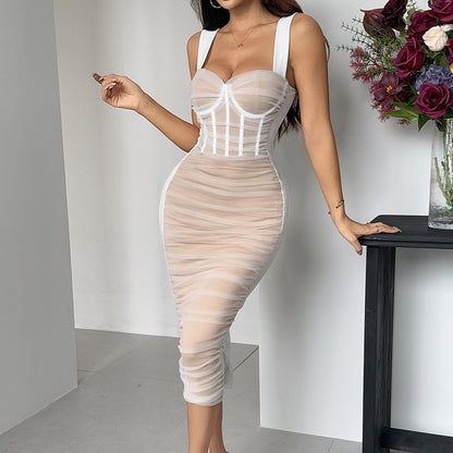 Splicing Mesh Bodycon Dress