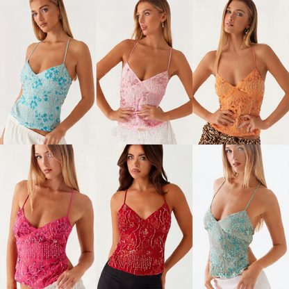 Embroidered Sequin Sling Top for Women