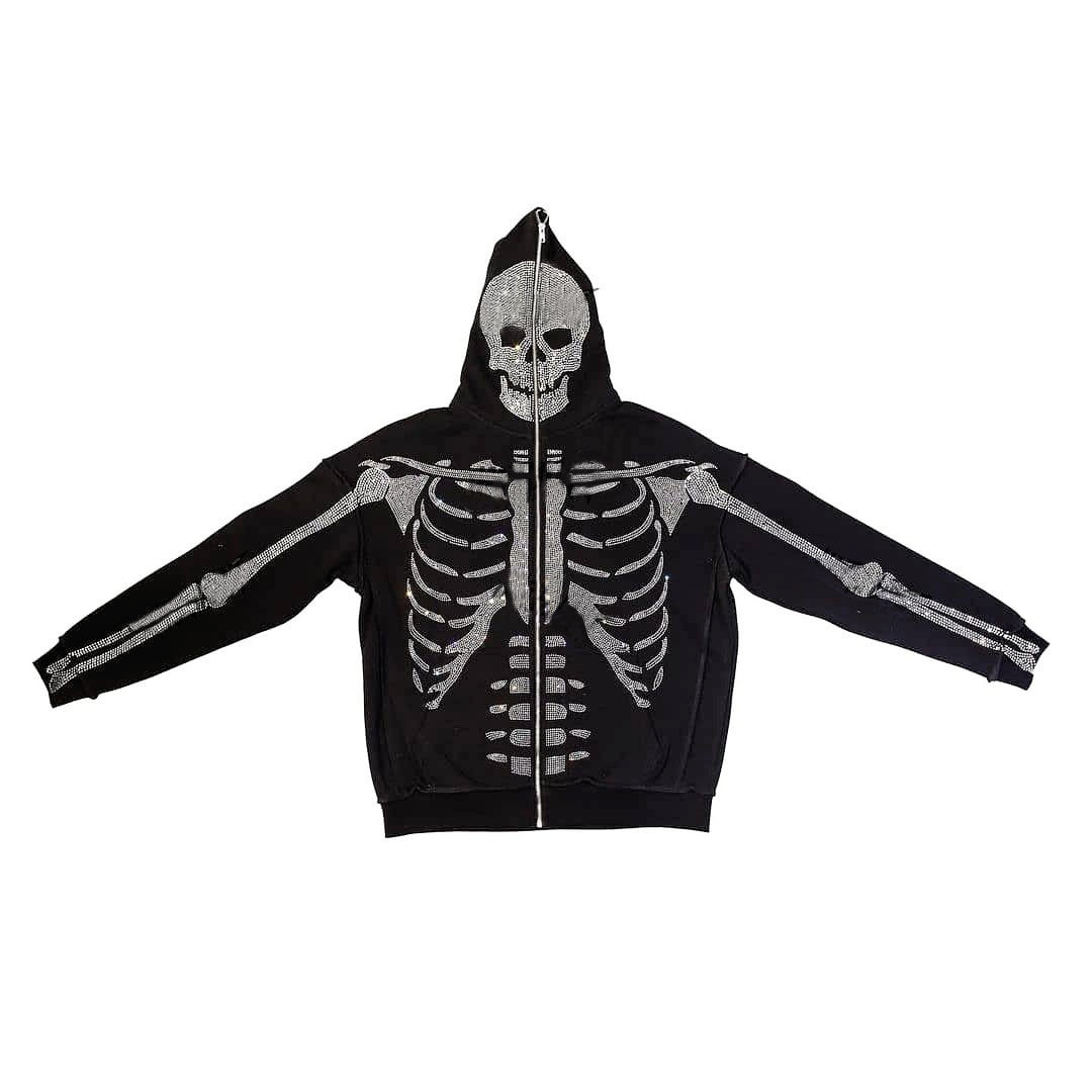 casual bedazzled face women hoodie