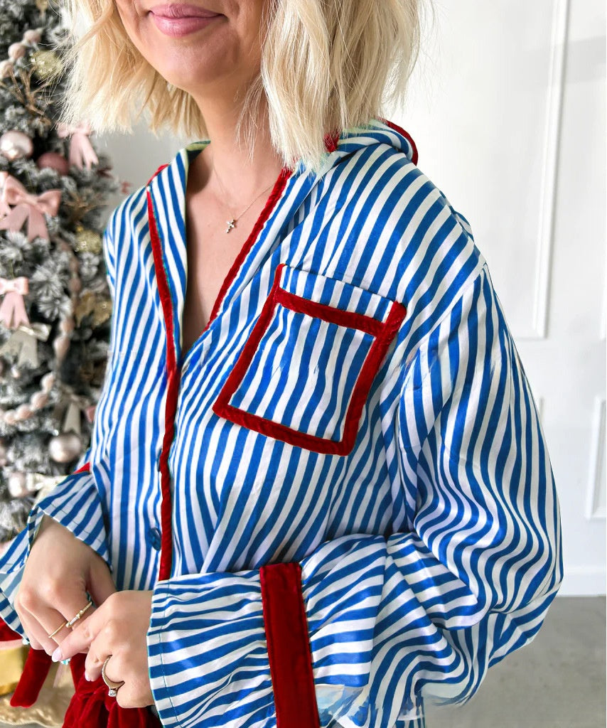 Striped Long Sleeve Sleepwear Set for Women