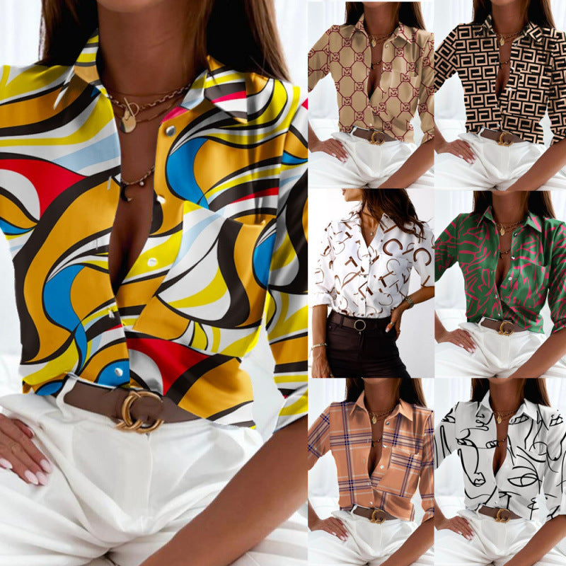 Long Sleeve Shirt Printed Shirt Women