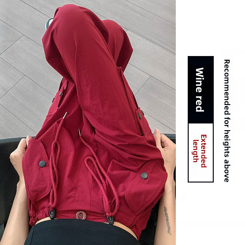 Womens High-Waisted Loose Straight-Leg Quick-Dry Pants