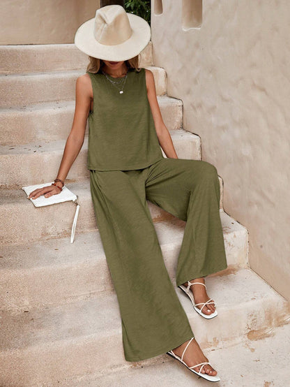 Women's Casual Cotton Two-Piece Suit