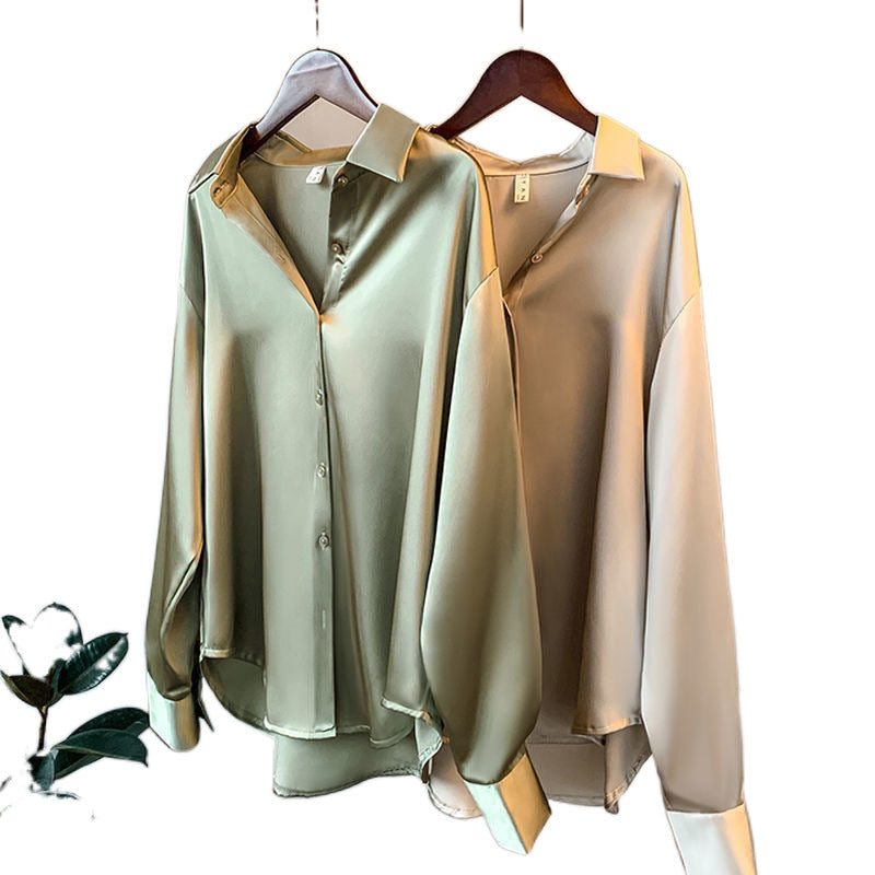 Long Sleeve Satin Shirt for Women