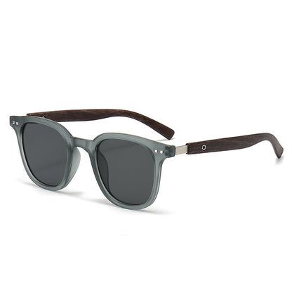 Round Frame Wood Grain Sunglasses UV Protection Fashion