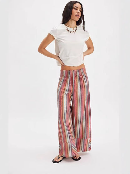 Striped Wide-Leg Pants for Women